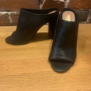 Heeled Black open toe mules. Size 7